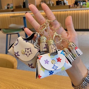 可爱迷你皮革小包零钱包耳机包收纳包包老花挂件钥匙卡包钥匙包