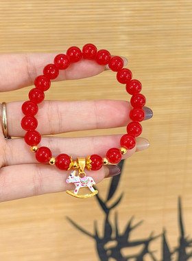本命年好运红玻璃马到成功手串女高颜值必戴款招财手串送新年礼物