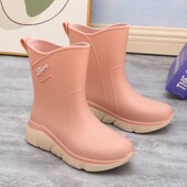 厚底防滑加绒防水成人时尚 日本女士新款 雨靴短靴户外雨鞋 一体保暖