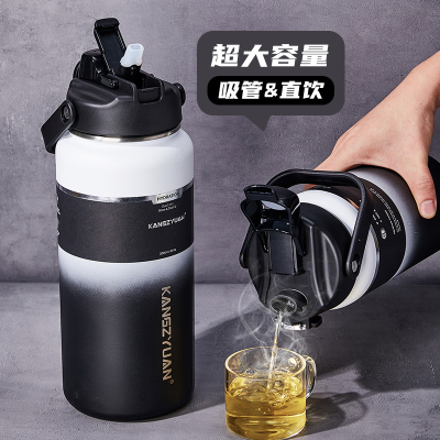 大容量保温杯男士生2025新款大号2000ml泡茶保温壶便携吸管水杯子
