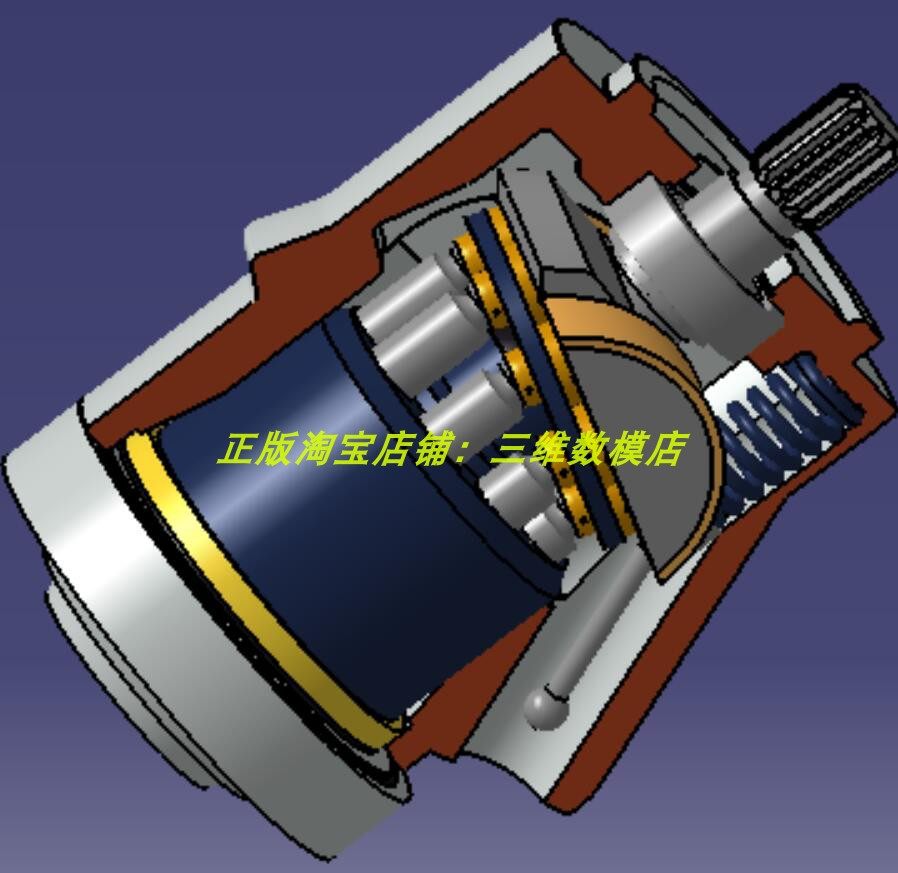 旋转斜盘泵剖切结构螺旋弹簧轴向柱塞泵3d打印素材三维几何数模型