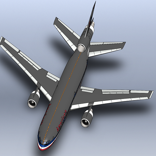 50cm航模飞机客机曲面造型3D三维几何数模型Solidworks图纸无人机