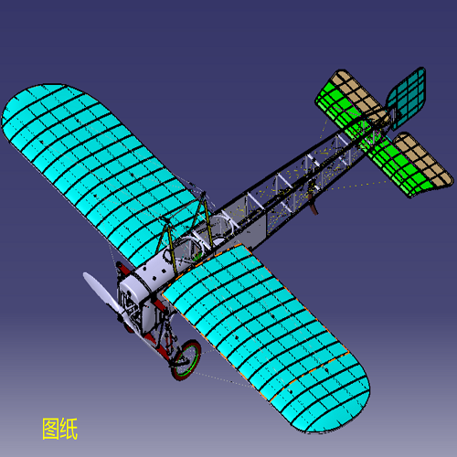 布莱里奥11型号飞机身骨架3d三维几何数模型stp图纸固定机翼结构
