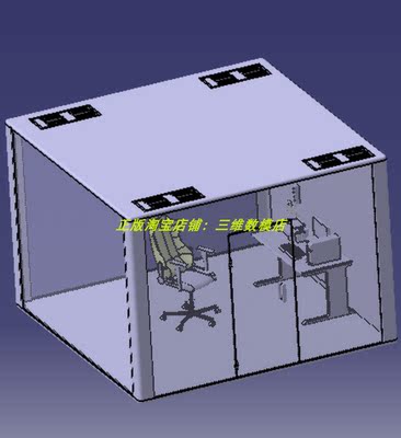 个人工作办公室房间屋子书桌椅子台式电脑打印机3D三维几何数模型