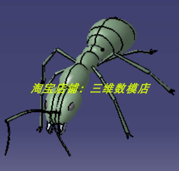 蚂蚁科昆虫动物三维几何数模型3d打印素材节肢动物stp六足触须角