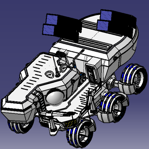 18米火星探测车概念汽车移动科学实验室探月车3D三维几何数模型