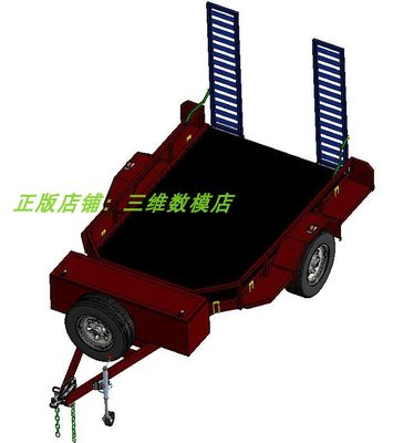 3三轮自行车平板拖车 Solidworks含参挂车stp 3D三维几何模型数模