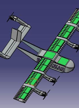 小型水平尾翼固定翼无人机UAV飞机身3D三维几何数模型实体螺旋桨