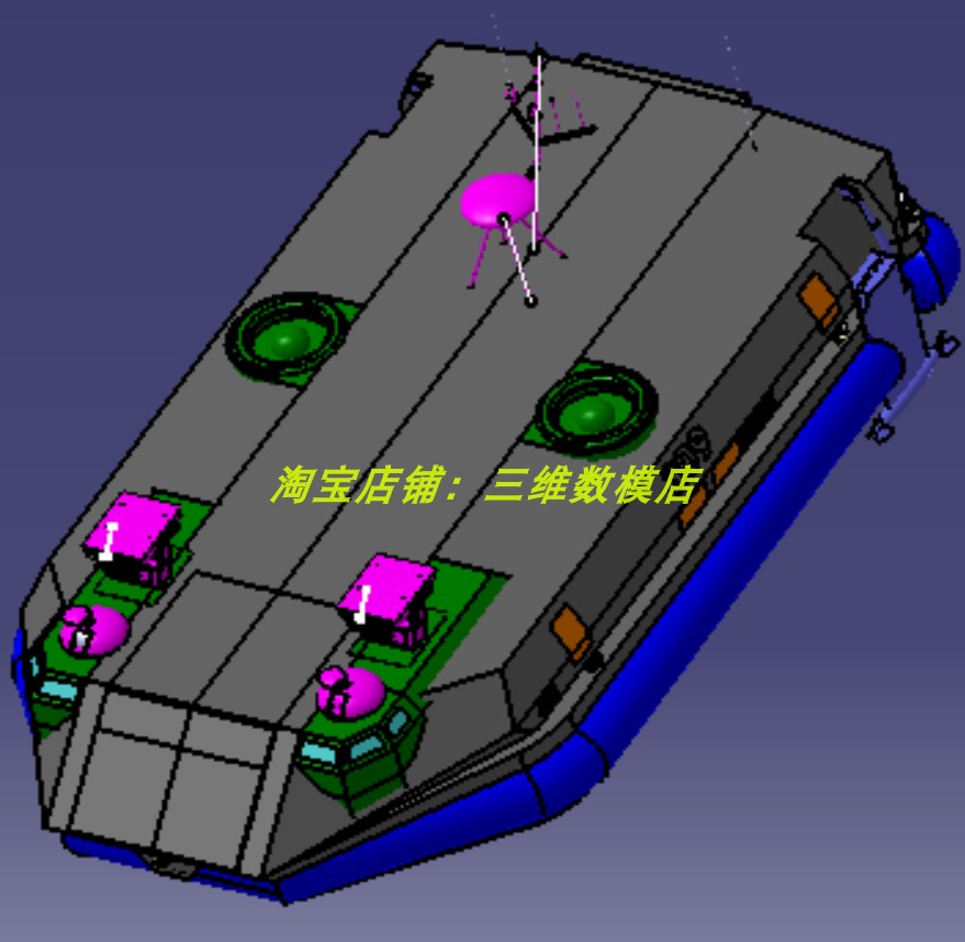 水陆两栖水翼船舶外观曲面3D三维几何数模型概念简化stp密封闭舱