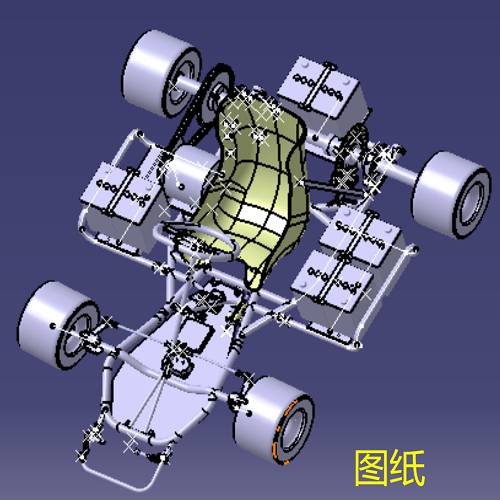 电动卡丁车微型运动汽车底盘3D三维几何数模型钢管式碰碰车架图纸