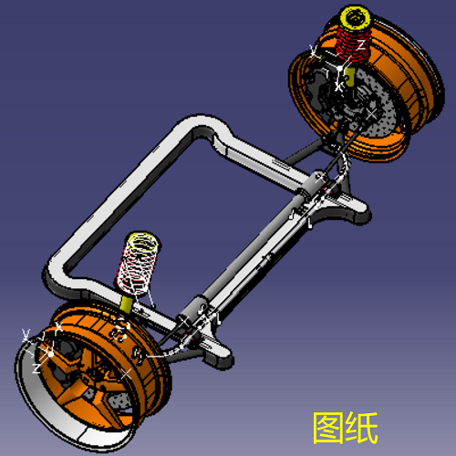 麦弗逊式独立悬架前悬挂三维几何数模型3D稳定杆轮辋制动器转向节 - 封面