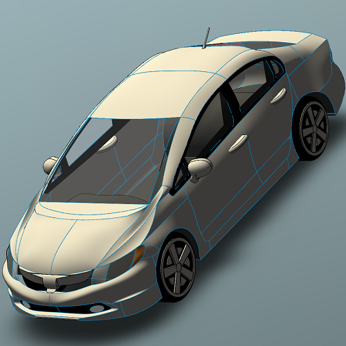 三厢思域轿车轮civic汽车身外观曲面3d三维几何数模型solidworks