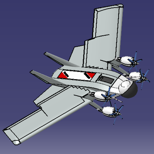 1.4米固定翼飞机垂直尾翼无人机UAV曲面3D三维几何数模型战斗机身