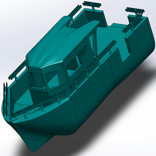 12米带棚游艇小船舶渔船垂钓鱼船曲面3D三维几何数模型Solidworks