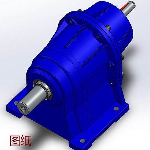 二级同轴式直/斜齿轮减速器3d三维几何数模型solidworks两级机箱