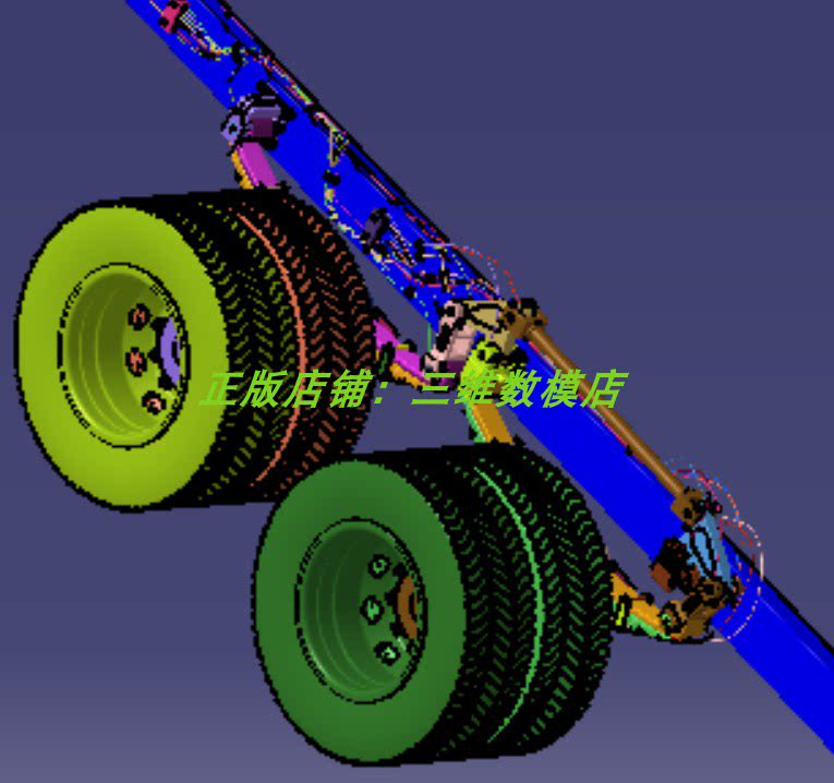 卡车架双联轴钢板弹簧悬架自动润滑脂输送汽车轮辋3d三维几何模型