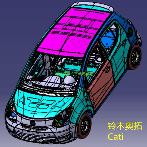 长安铃木奥拓Catia整车3D三维几何数模型底盘微车身外饰两厢轿车