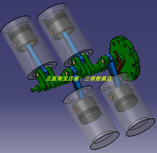 L4直列四缸发动机活塞曲柄连杆曲轴缸套Catia含参DMU运动三维模型