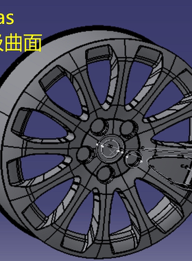 2.5米车轮辋A级曲面Alias含参带建模过程3D三维几何数模型igs轮辋
