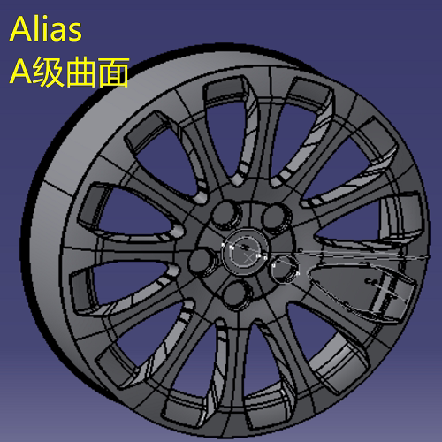 2.5米车轮辋A级曲面Alias含参带建模过程3D三维几何数模型igs轮辋