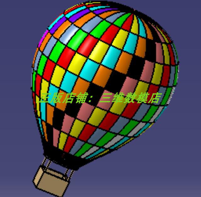 热气球飞行器外观结构 igs吊篮气球曲面 3d三维几何数模型建模stp