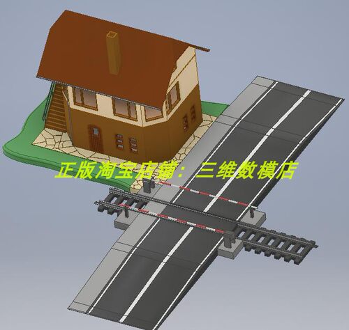无人公路铁路道口落杆三层别墅Inventor三维几何数模型3D打印素材
