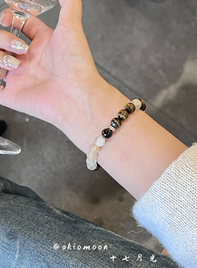 王嘉尔同款｜akiomoon十七月光黄虎眼石金发晶手作高级感手串女
