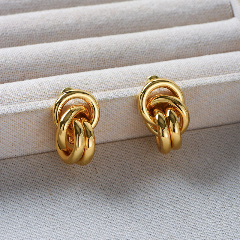 立体麻花缠绕扭结耳环女欧美轻奢小众设计高级感复古日常耳钉耳饰