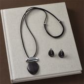 黑檀木金属拼接项链女新中式 轻奢小众设计高级感长款 皮绳毛衣链