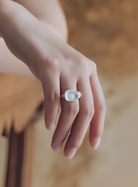 不规则透明白水晶戒指女