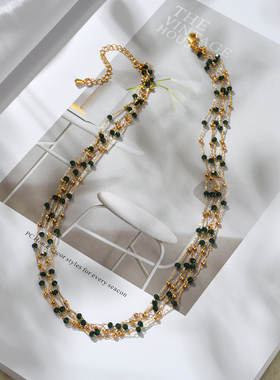 蕾丝串珠多层叠戴项链女欧美个性