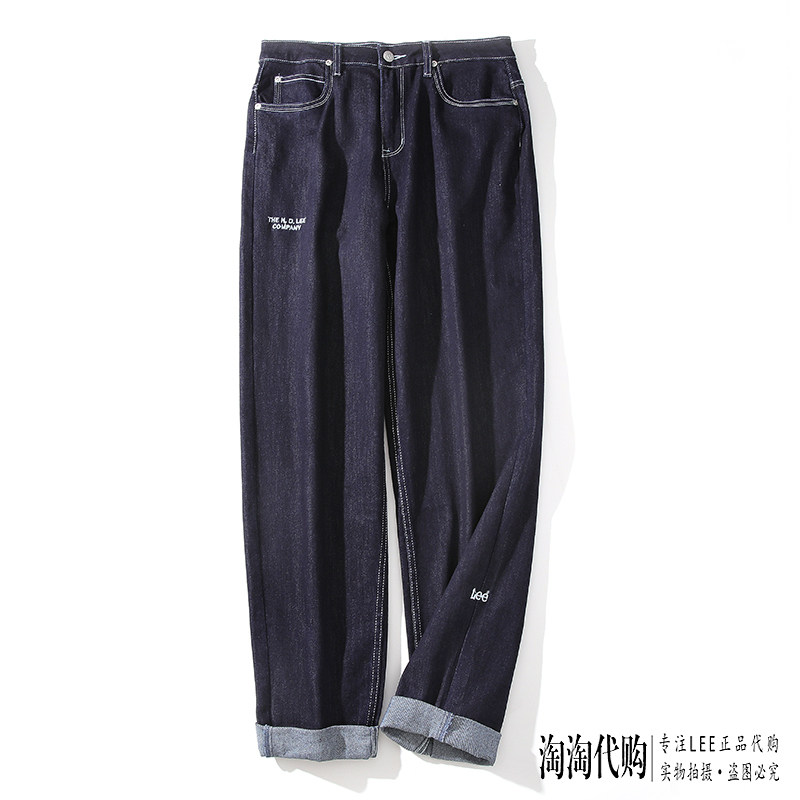 Lee牛仔裤女2021秋冬款原色刺绣修身直筒LWB1004114ET00F-898L00