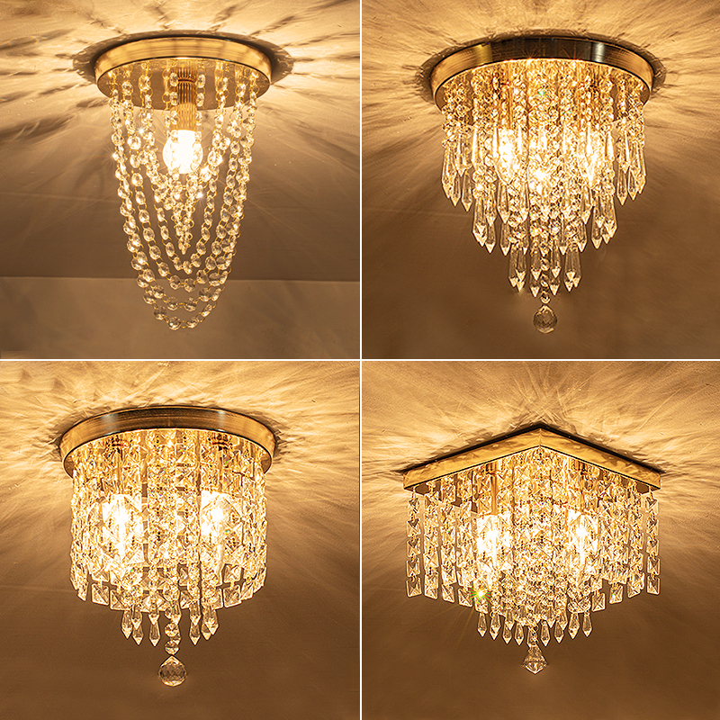 过道吸顶灯水晶灯网红门厅走廊灯玄关阳台灯现代简约轻奢卧室灯具