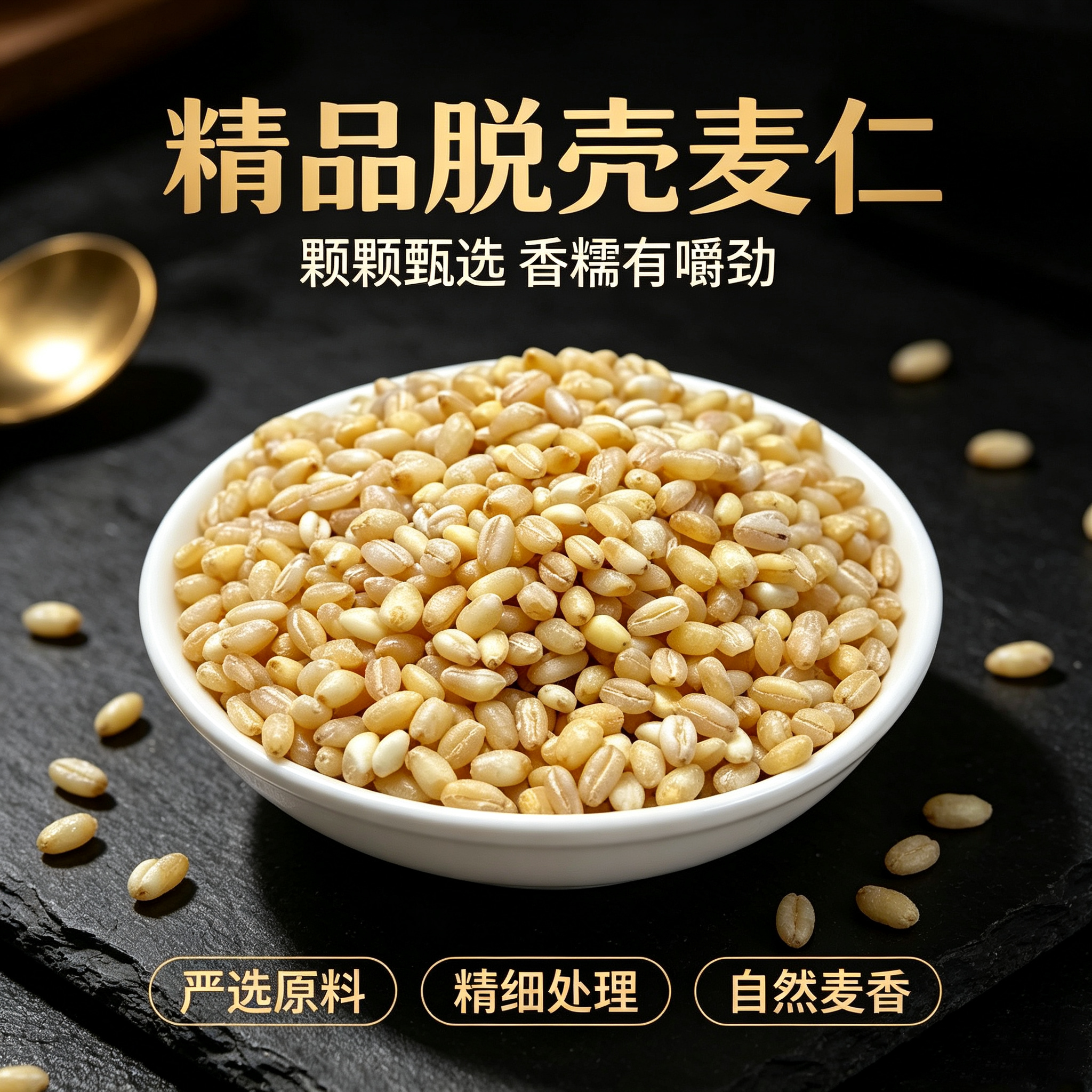 农家脱壳去皮麦仁米熬粥煮饭