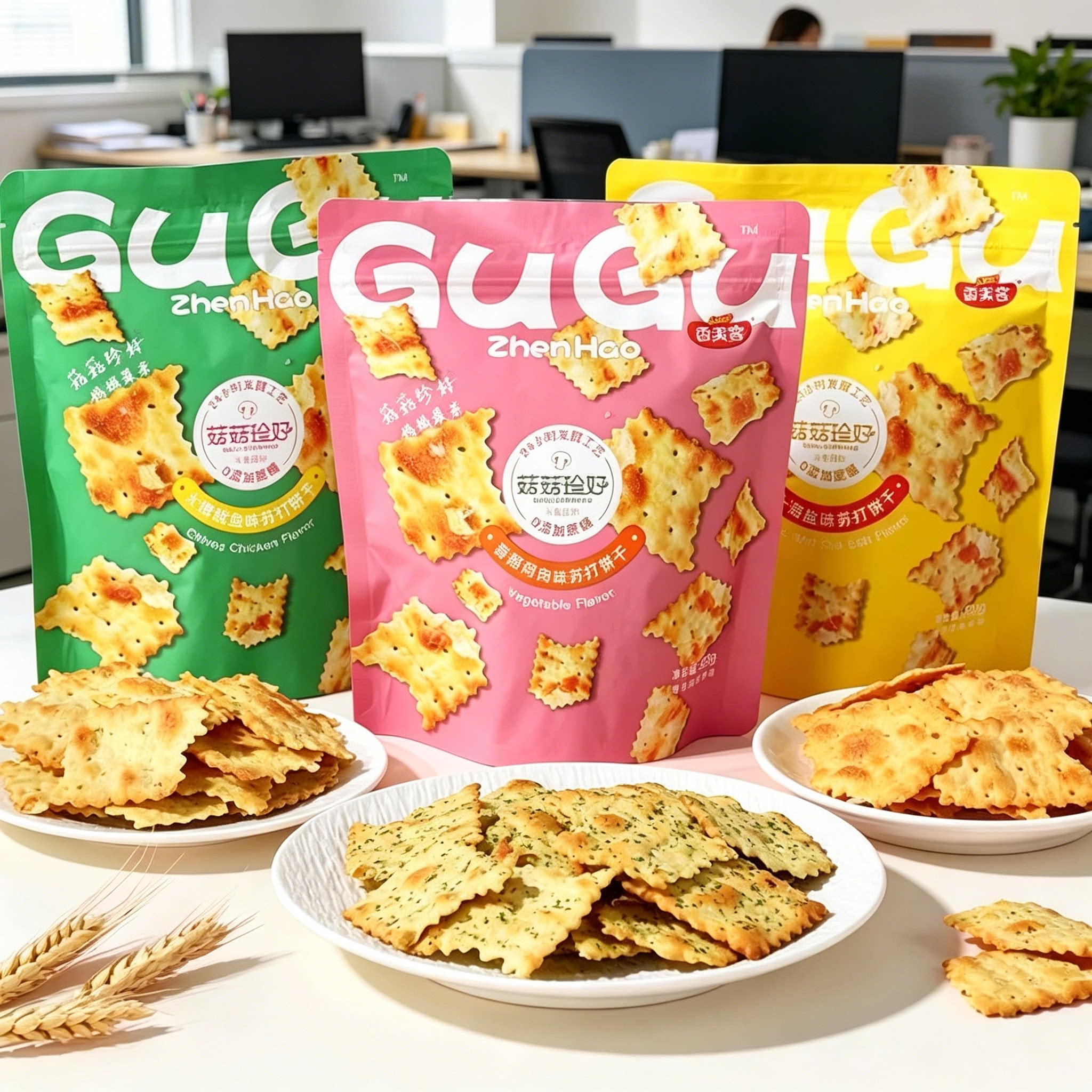 香美客菇菇珍好苏打饼干火爆鱿鱼味无加蔗糖酥脆网红休闲零食品