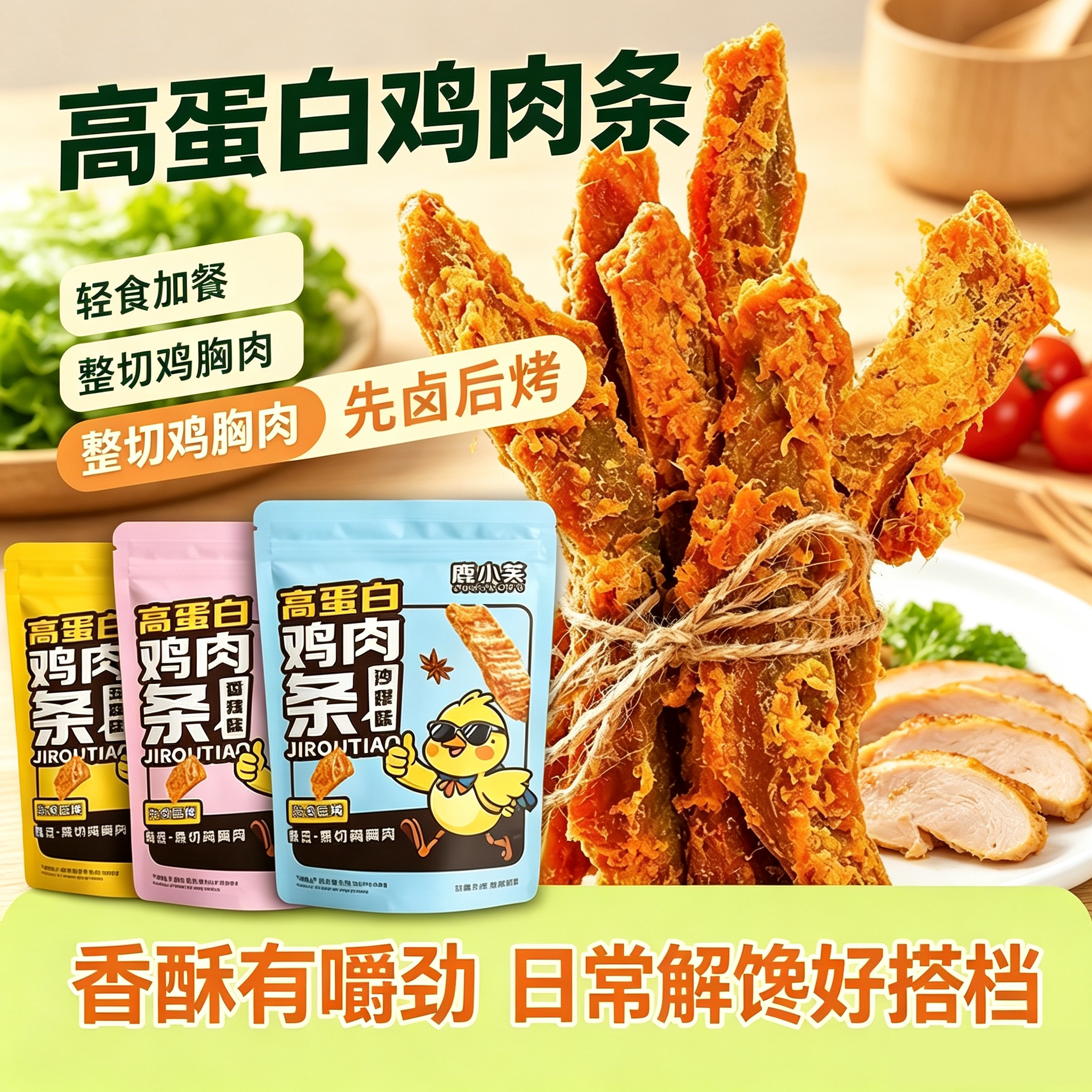 手撕鸡胸肉干鹿小芙多风味鸡肉条香辣五香沙嗲居家追剧便携小零食