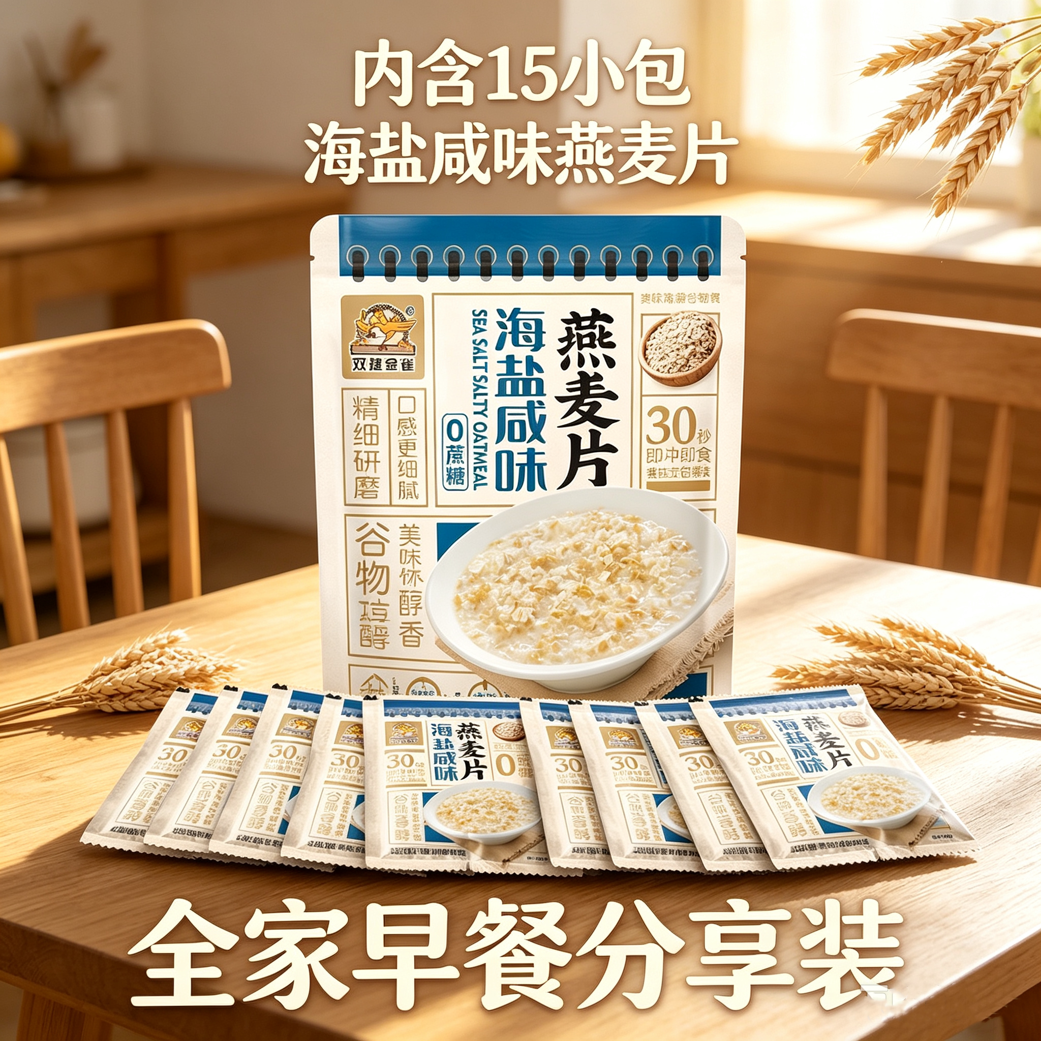 双捷金雀海盐燕麦片免煮独立条装