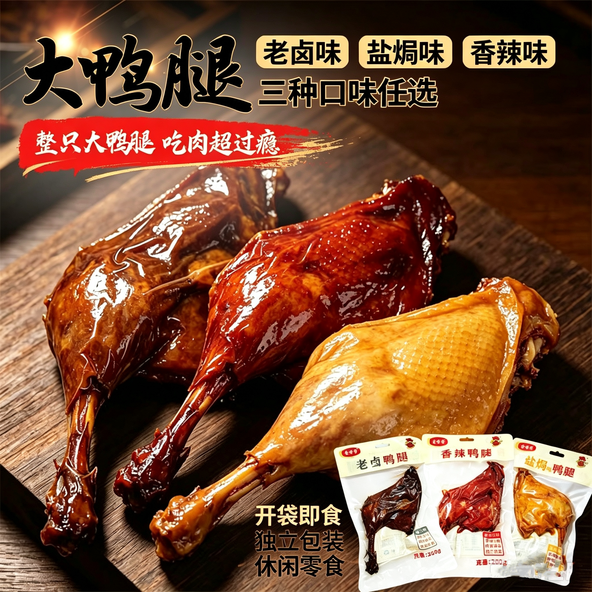 香辣盐味熟食大鸭腿即食独立装