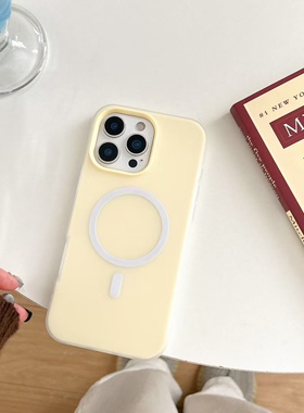 浅黄色果冻磁吸二合一适用于iPhone17手机壳17promax新款16pro简约plus情侣15男女14pro时尚13pm防摔14磨砂