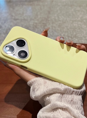 奶黄色简约真液态硅胶适用OPPOfindX8手机壳findX6新款Reno14全包防摔保护套Reno13男女款Reno12超薄外壳耐脏