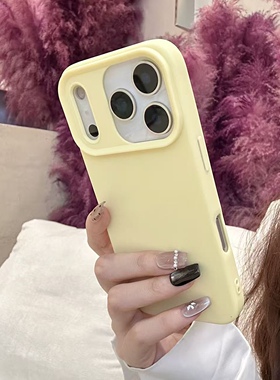 奶黄色硅胶适用于苹果17promax纯色16pro苹果17手机壳air新款15plus散热套14plus情侣16pm高级感简约防摔外壳