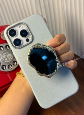 ins黑宝石支架适适用于16promax手机壳浅蓝苹果17pm创意15plus新款17pro个性软壳xs防摔14女款ip13软壳保护套