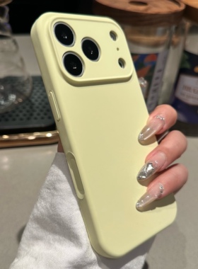 软糯肤感液态硅胶一体拍照Ai按键适用于苹果17promax奶黄色16pro精孔Air全包15pm保护套14纯色13Pro防摔plus