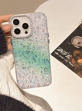 ins高颜值闪粉镶钻镜头适用于苹果iPhone16promax绿色手机壳新款15轻奢高级13网红12女款11全包14plus硅胶15
