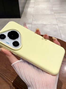 高颜值适用于华为Pura70pro新款奶黄色纯色液态硅胶P60Pro亲肤P80手感Pura70mate40日韩简约高级感手机壳防摔