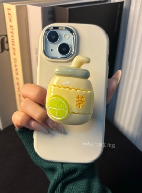 夏日古董白椭圆电镀镜框软壳茶瓶瓶支架适用红米K80Pro手机壳K70可爱立体红米12至尊版支架note12卡通女韩ins