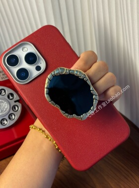 ins黑宝石支架适适用于16promax手机壳红色苹果17pm创意15plus新款17pro个性软壳xs防摔14女款ip13软壳保护套