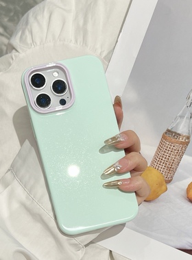 超火满屏闪粉适用于苹果16promax绿色手机壳iphone14pro新款13撞色个性11保护套15promax全包防摔15plus创意