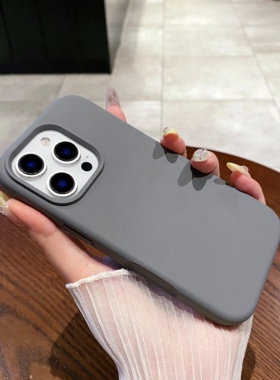 【一体液态硅胶拍照按键】高颜值适用苹果16promax液态硅胶炭灰色手机壳i软14pro13保护套纯色防摔全植绒全包