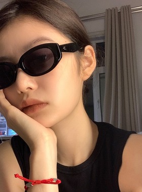 墨镜女高级感ins小脸欧美复古黑色椭圆2023新款太阳眼镜防紫外线